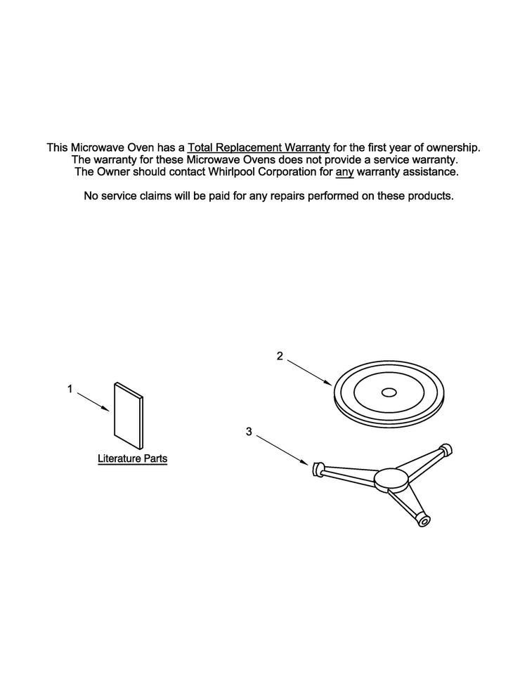 Turntable Parts Diagram and Parts List for WMC10007AB0  Whirlpool Microwave