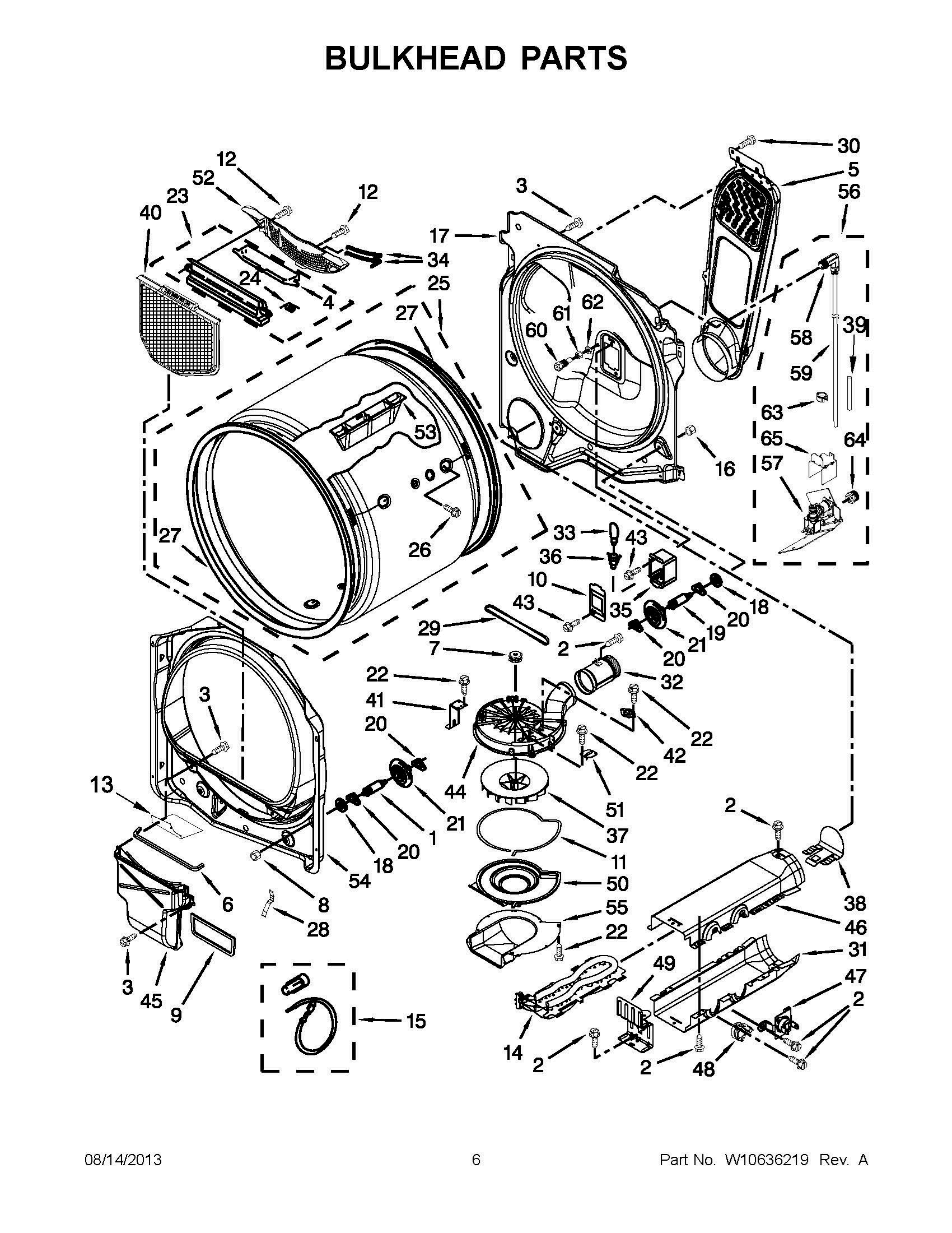 03 - BULKHEAD PARTS Diagram and Parts List for YWED8500BW0  Whirlpool Dryer