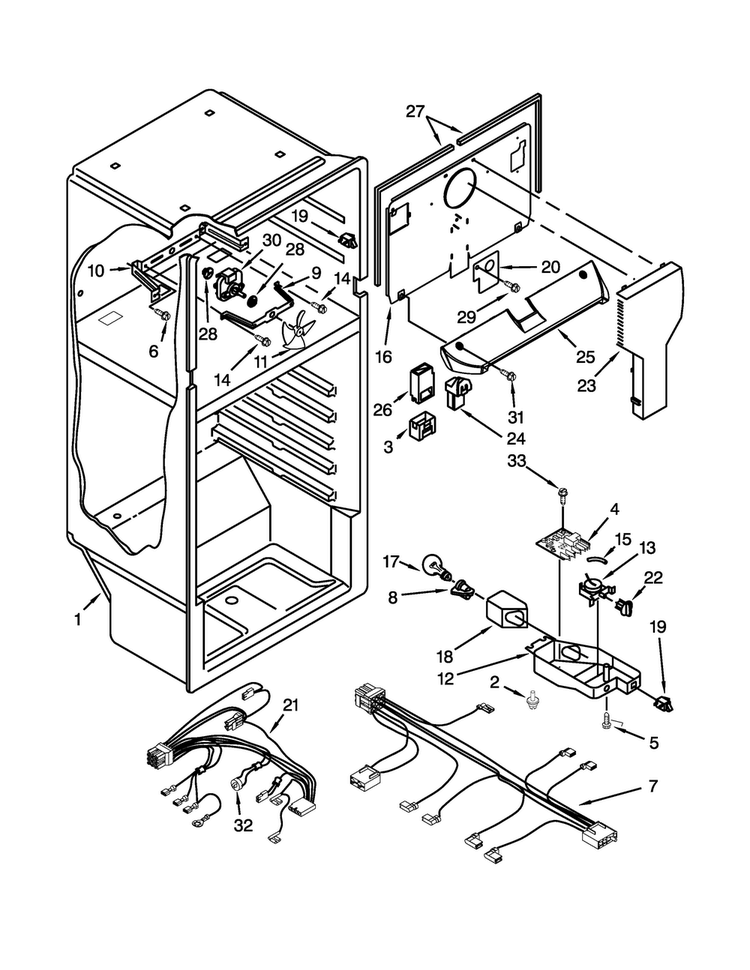 Liner Parts Diagram and Parts List for W8TXNGMBQ01  Whirlpool Refrigerator