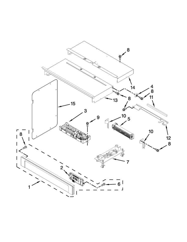Control Panel Parts Diagram and Parts List for WOC54EC0AS01  Whirlpool Microwave