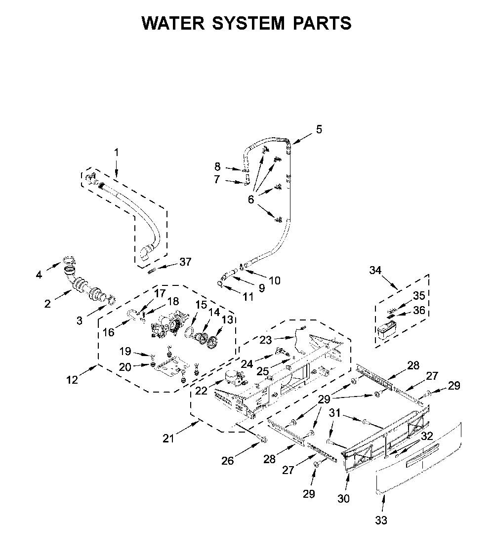 Water system parts Diagram and Parts List for WFW5620HW2  Whirlpool Washer