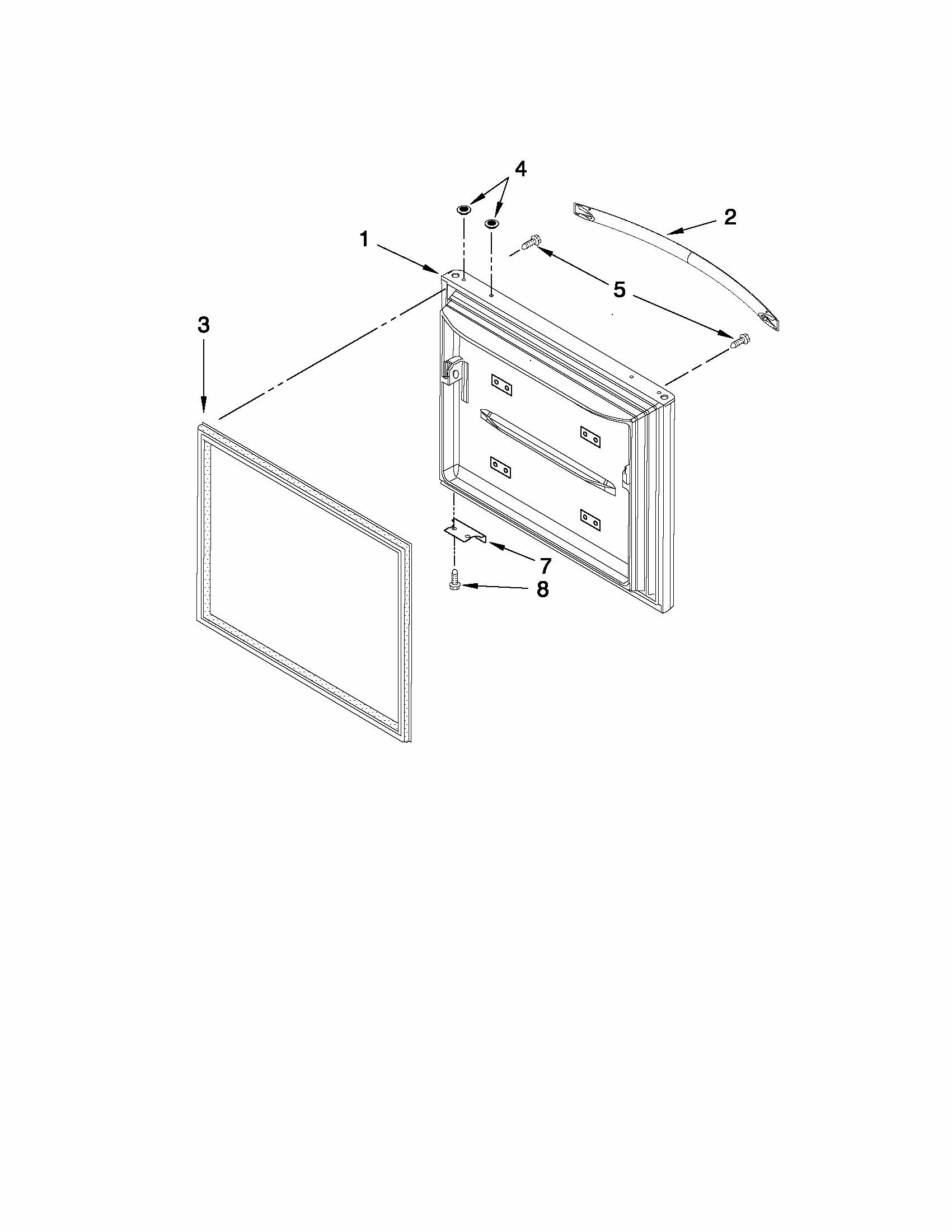 Freezer Door Parts Diagram and Parts List for 59669989012  Kenmore Refrigerator