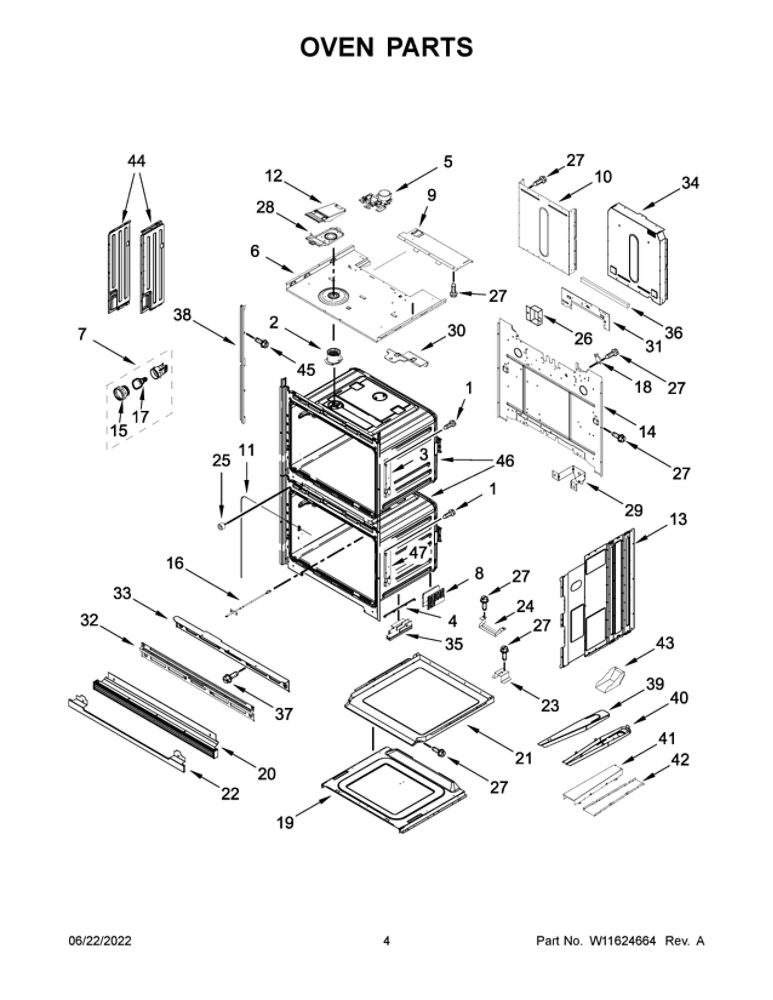 Oven Parts Diagram and Parts List for WOD51EC7HB20  Whirlpool Wall Oven