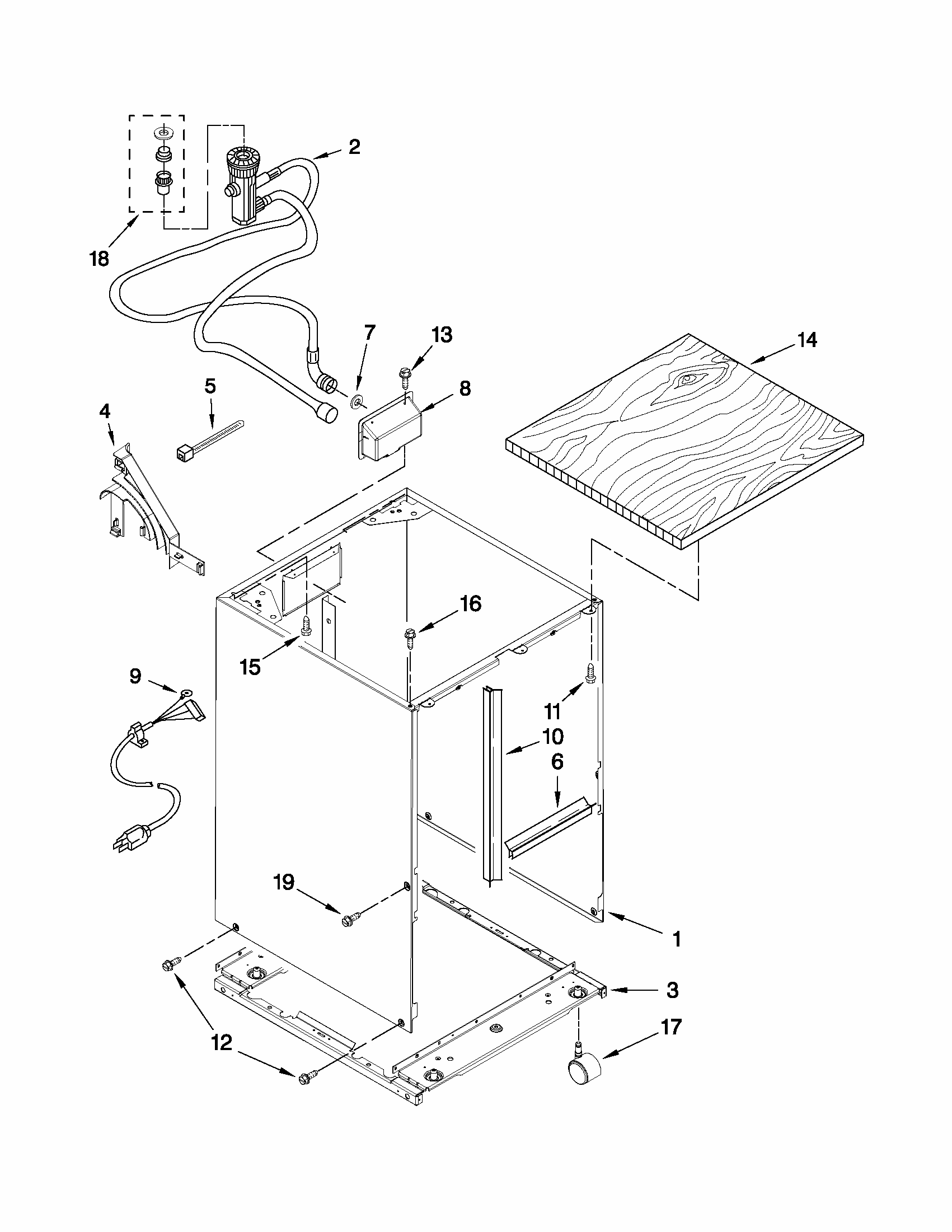 Cabinet Parts Diagram and Parts List for 66517742K015  Kenmore Dishwasher