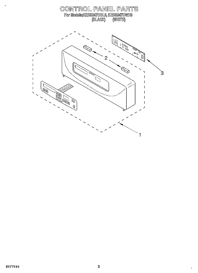 CONTROL PANEL, LITERATURE Diagram and Parts List for KEBS247DBL8  KitchenAid Wall Oven