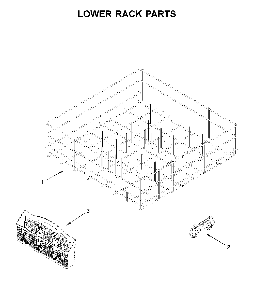 Lower rack parts Diagram and Parts List for WDF330PAHW4  Whirlpool Dishwasher