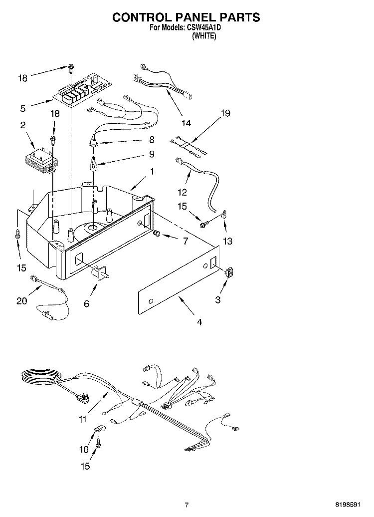 CONTROL PANEL PARTS Diagram and Parts List for CSW45A1D  Whirlpool Ice Maker