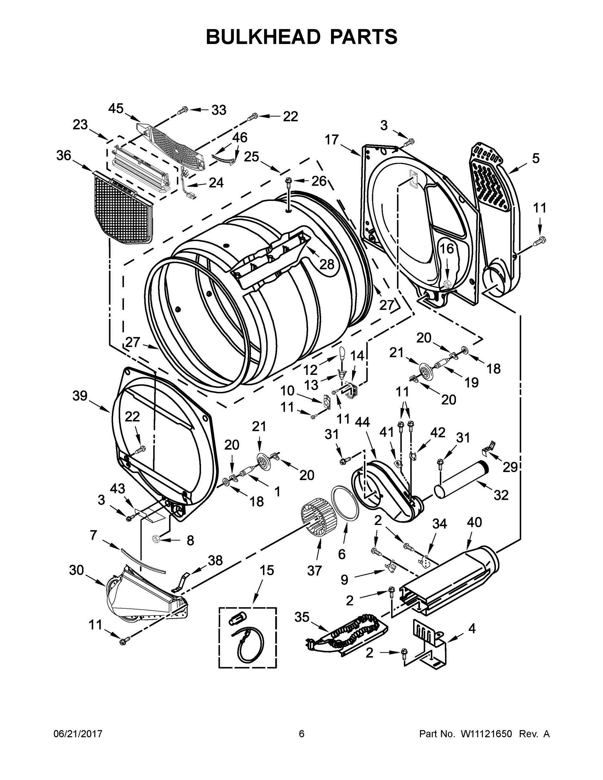 04 - BULKHEAD PARTS Diagram and Parts List for YWED7500GC0  Whirlpool Washer