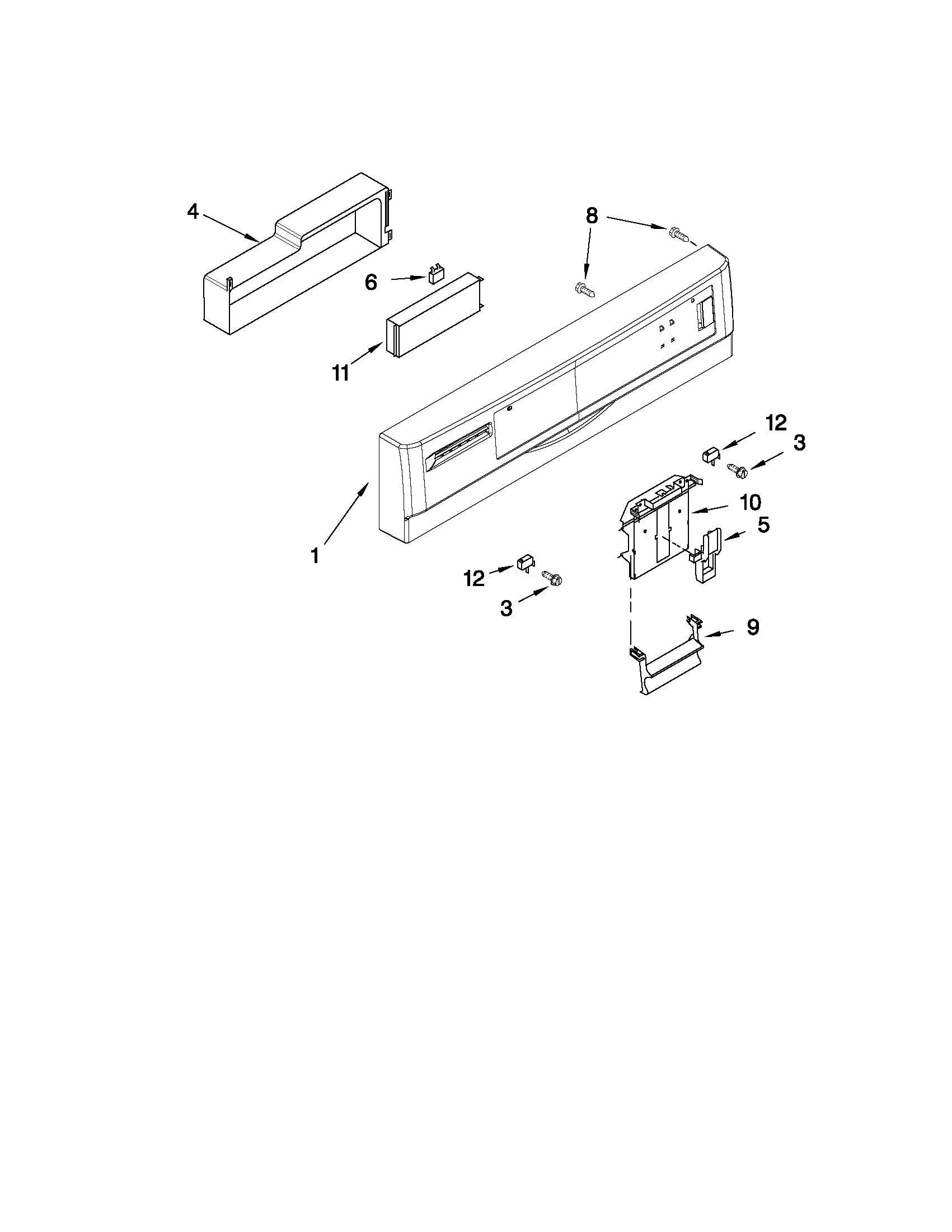 Control Panel Parts Diagram and Parts List for 66516012402  Kenmore Dishwasher