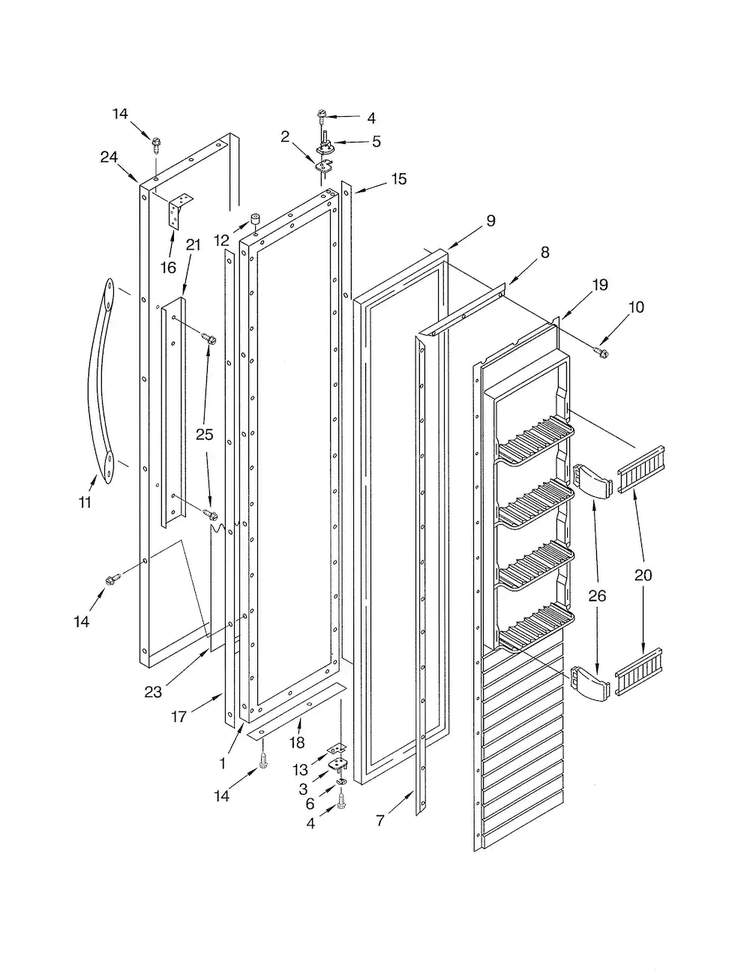 Freezer Door Parts Diagram and Parts List for KCCS36FJT00  KitchenAid Refrigerator