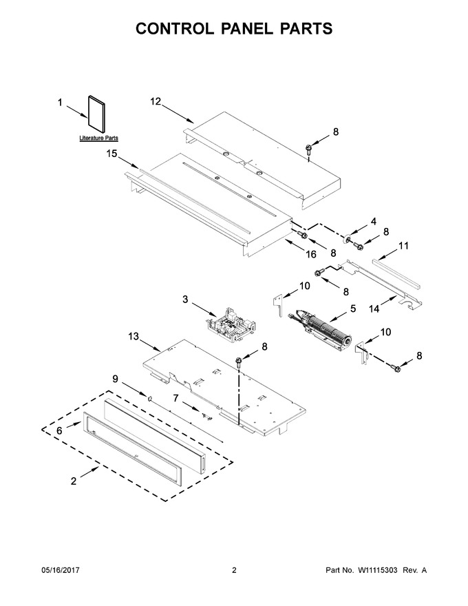 Control Panel Parts Diagram and Parts List for WOS72EC7HB00  Whirlpool Range