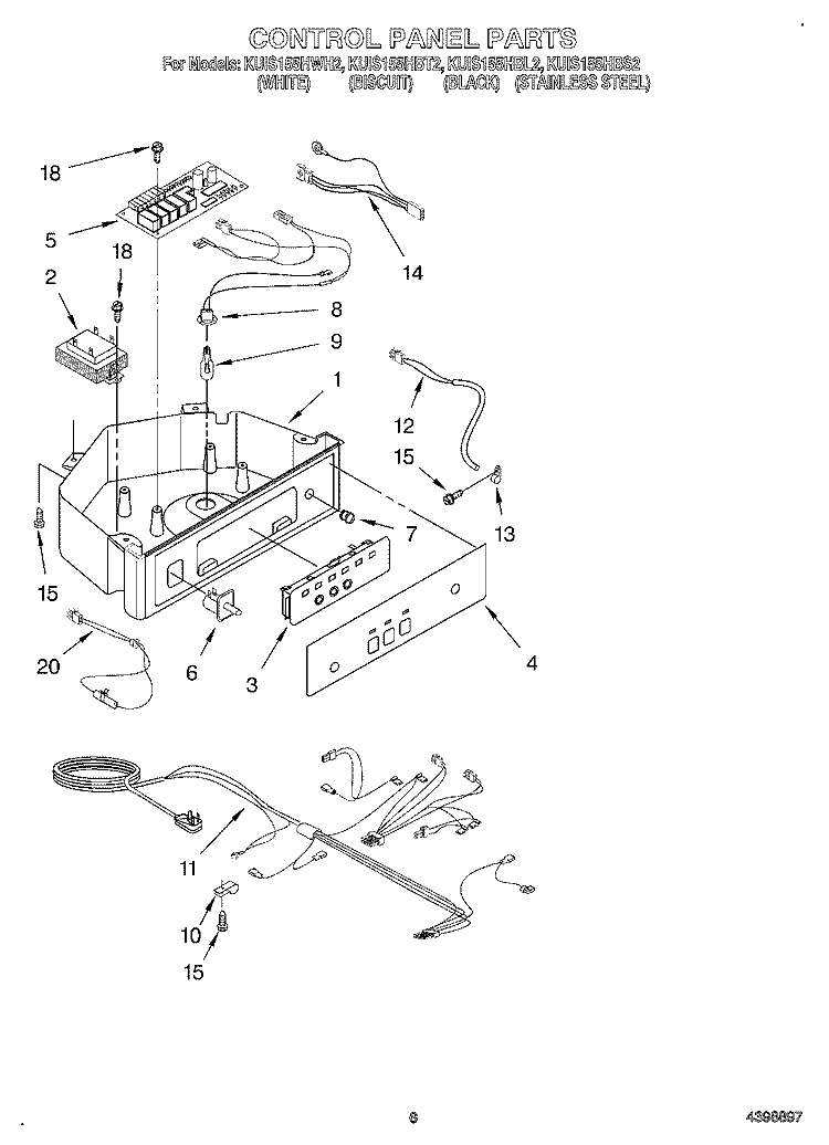 CONTROL PANEL Diagram and Parts List for KUIS155HBT2  KitchenAid Ice Maker