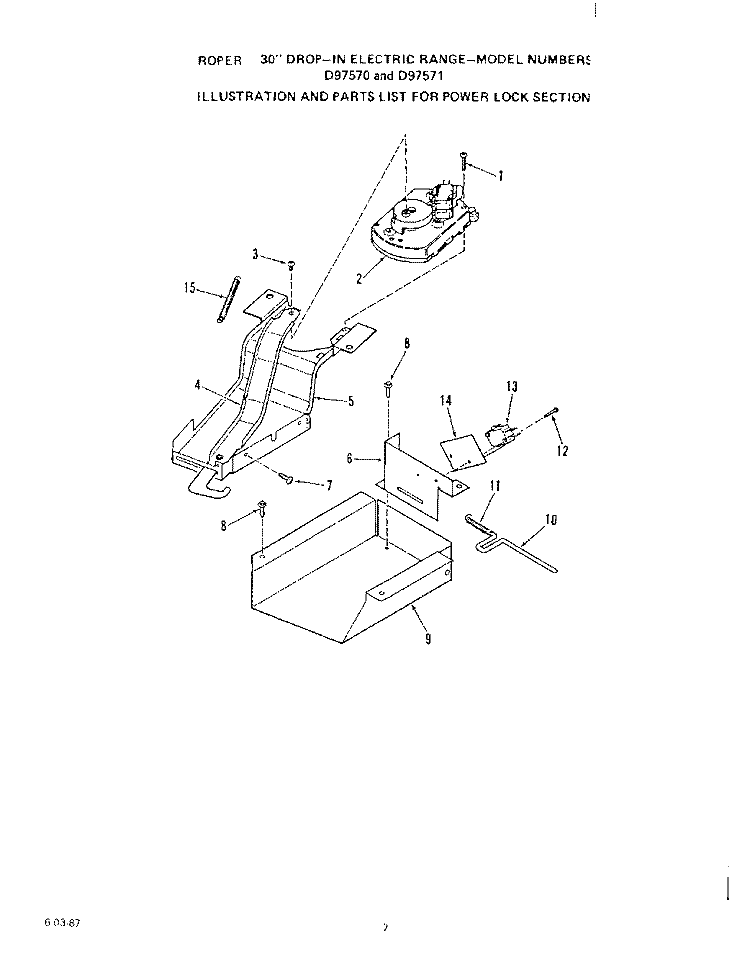 OVEN DOOR Diagram and Parts List for D9757^1  Whirlpool Range