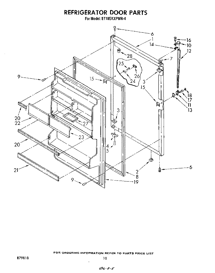 REFRIGERATOR DOOR , NOT ILLUSTRATED Diagram and Parts List for ET18EKXPWR4  Whirlpool Refrigerator
