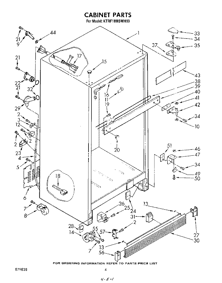 CABINET Diagram and Parts List for KTRF18MSPL10  Whirlpool Refrigerator