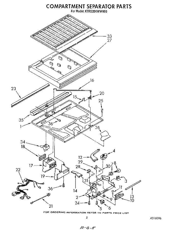 COMPARTMENT SEPARATOR Diagram and Parts List for KTRS20KWAL00  KitchenAid Refrigerator