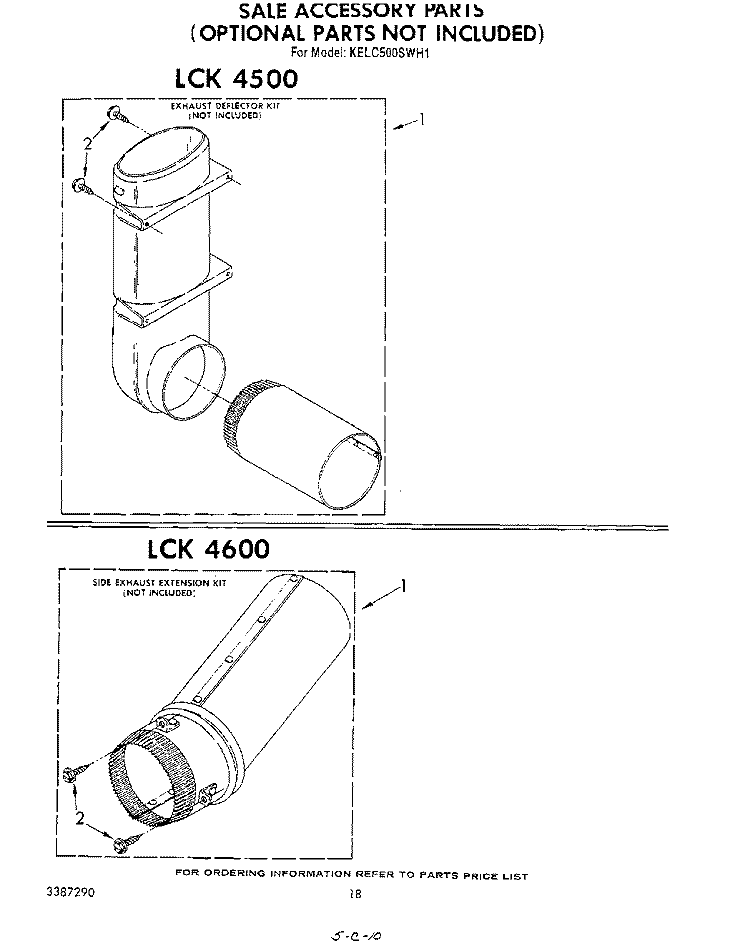 LCK 4500 , LCK 4600 Diagram and Parts List for KELC500SWH1  KitchenAid Washer Dryer Combo
