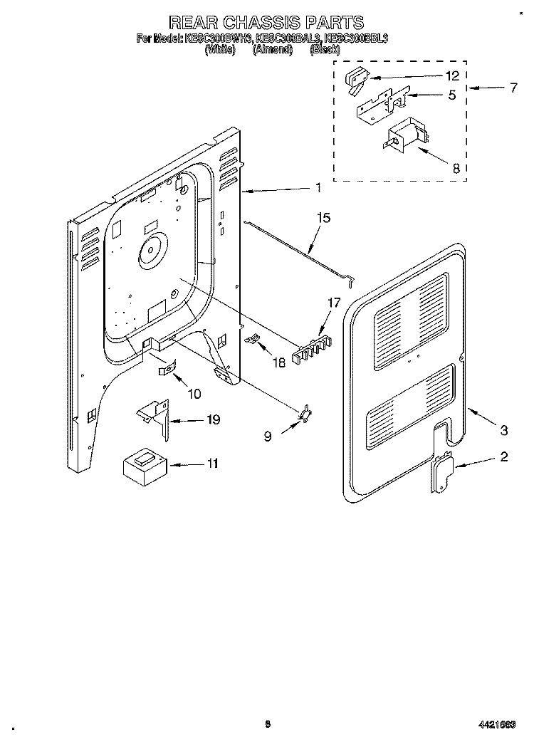 REAR CHASSIS, LIT/OPTIONAL Diagram and Parts List for KESC300BAL3  KitchenAid Range