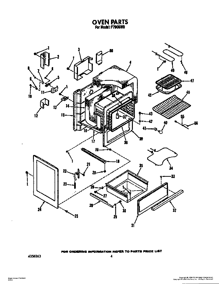OVEN Diagram and Parts List for F7908L0  Roper Range