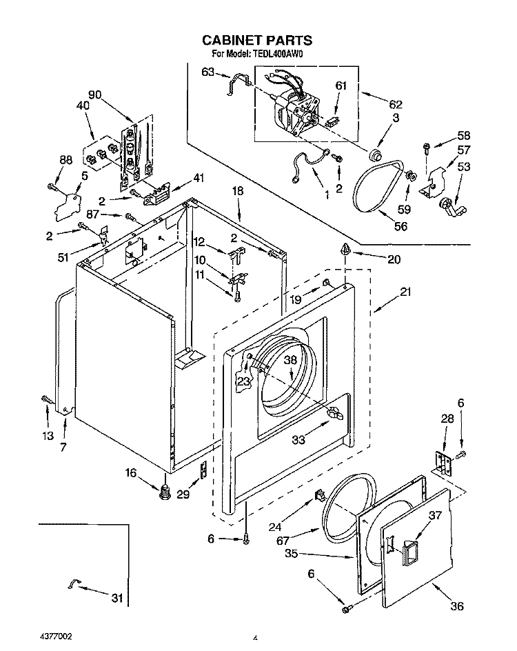 SECTION Diagram and Parts List for TEDL400AN0  Whirlpool Dryer