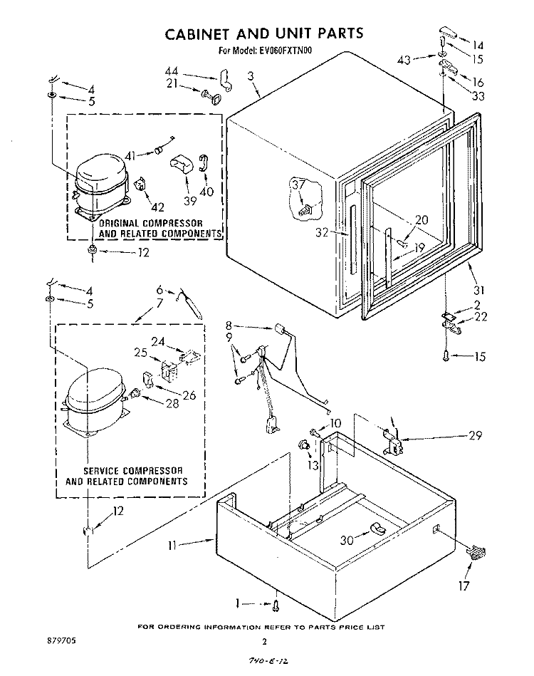 SECTION Diagram and Parts List for EV060FXTN00  Whirlpool Freezer