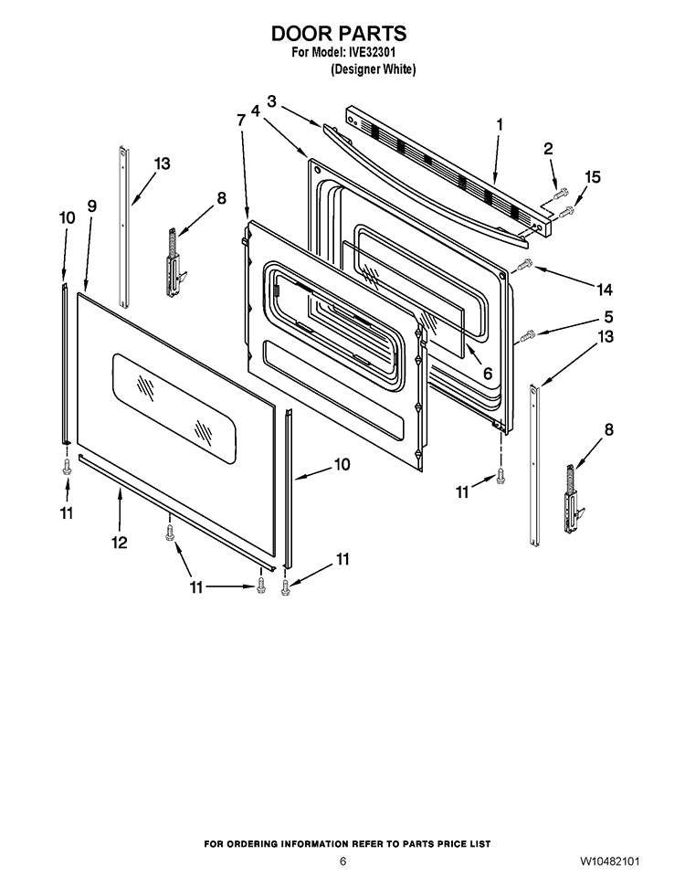 DOOR PARTS Diagram and Parts List for IVE32301  Inglis Range