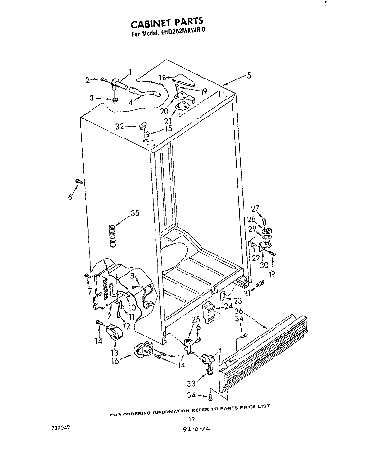 CABINET Diagram and Parts List for EHD262MKWR0  Whirlpool Refrigerator
