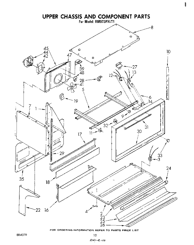 UPPER CHASSIS AND COMPONENT Diagram and Parts List for RM973PXLT1  Whirlpool Microwave Oven Combo