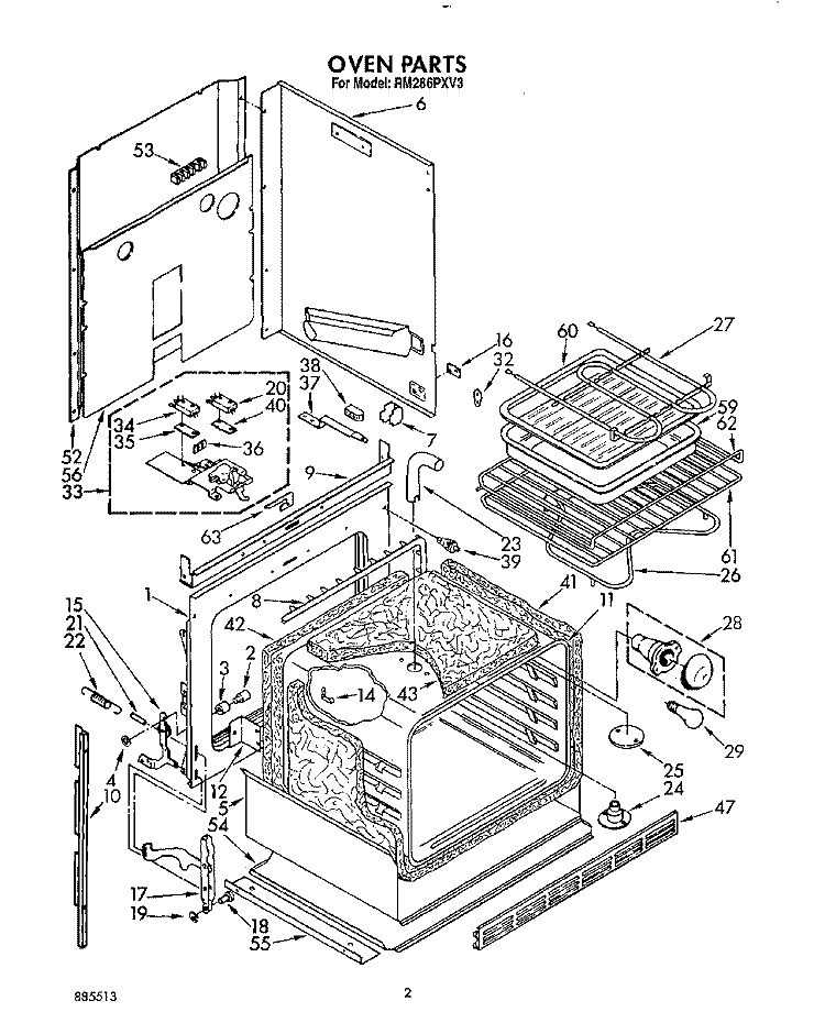 OVEN, LIT/OPTIONAL Diagram and Parts List for RM286PXV3  Whirlpool Microwave Oven Combo