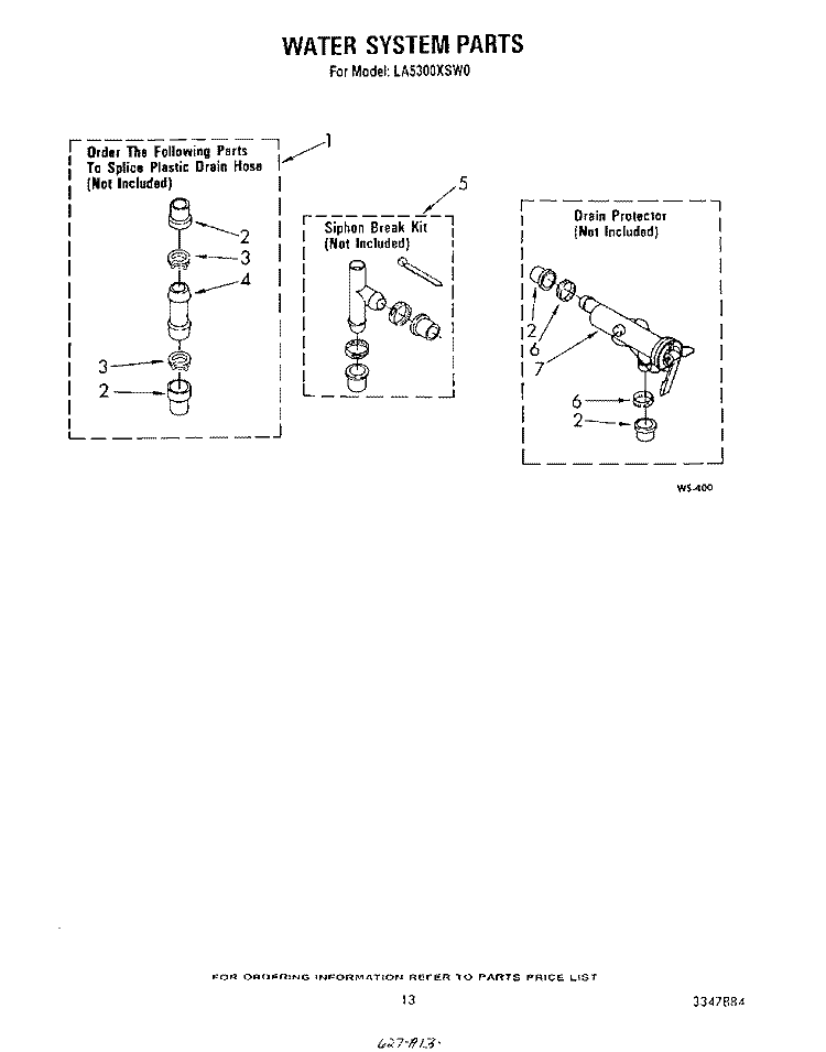 WATER SYSTEM Diagram and Parts List for LA5300XSW0  Whirlpool Washer