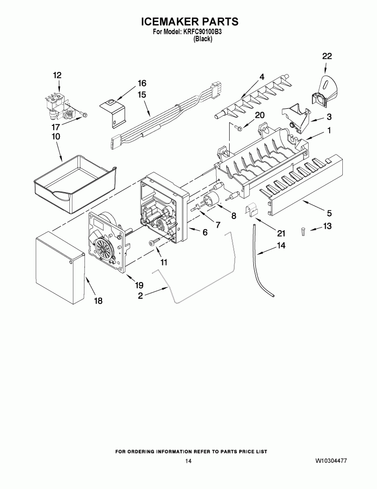 ICEMAKER PARTS Diagram and Parts List for KRFC90100B3  KitchenAid Refrigerator