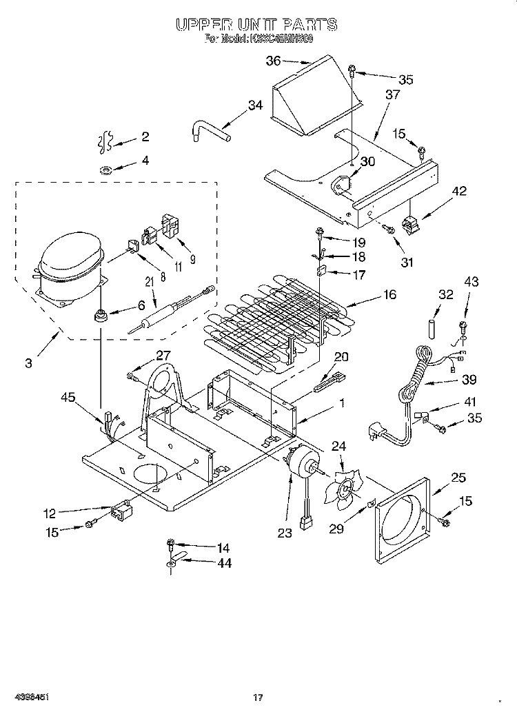 UPPER UNIT Diagram and Parts List for KSSC48MHS00  KitchenAid Refrigerator