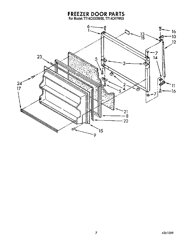 FREEZER DOOR Diagram and Parts List for TT14CKXXW00  Estate Refrigerator