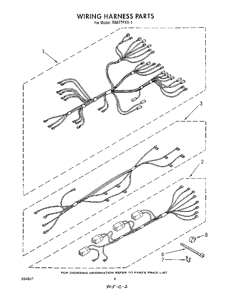 WIRING HARNESS , LIT/OPTIONAL Diagram and Parts List for RS677PXV1  Whirlpool Range