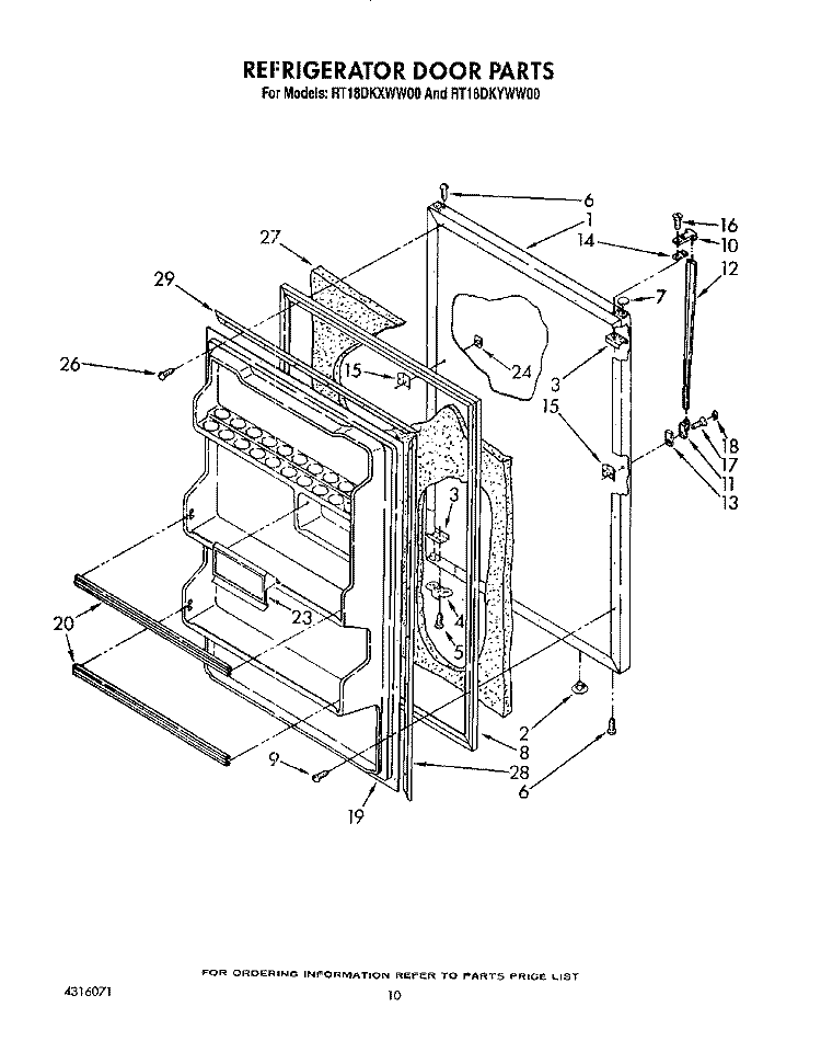 LIT/OPTIONAL Diagram and Parts List for RT18DKYWW00  Roper Refrigerator