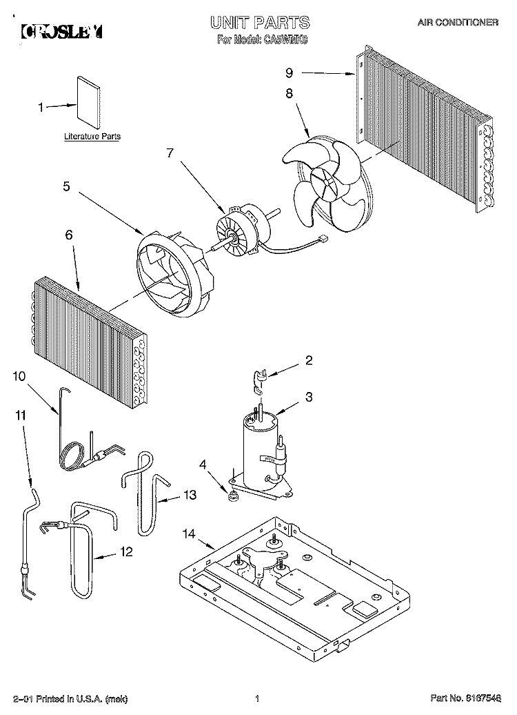 SECTION Diagram and Parts List for CA5WMK0  Crosley Air Conditioner