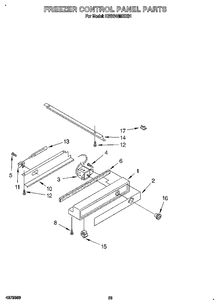 FREEZER CONTROL PANEL Diagram and Parts List for KSSS48MBX01  KitchenAid Refrigerator