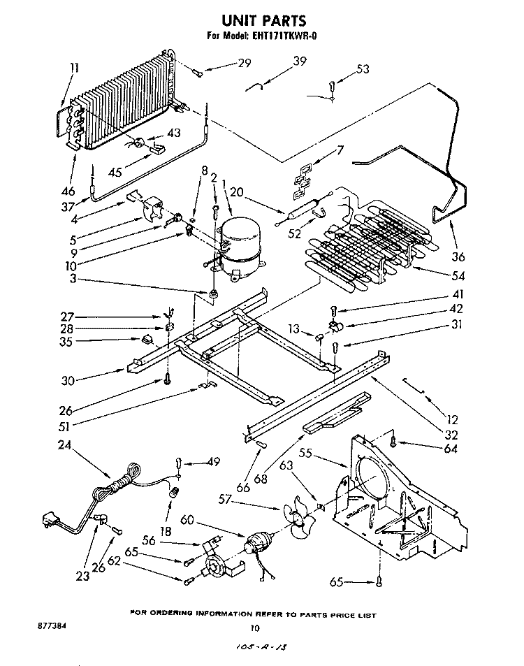 UNIT Diagram and Parts List for EHT171TKWR0  Whirlpool Refrigerator
