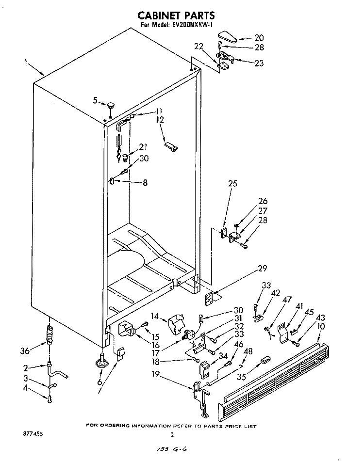CABINET Diagram and Parts List for EV200NXKW1  Whirlpool Freezer