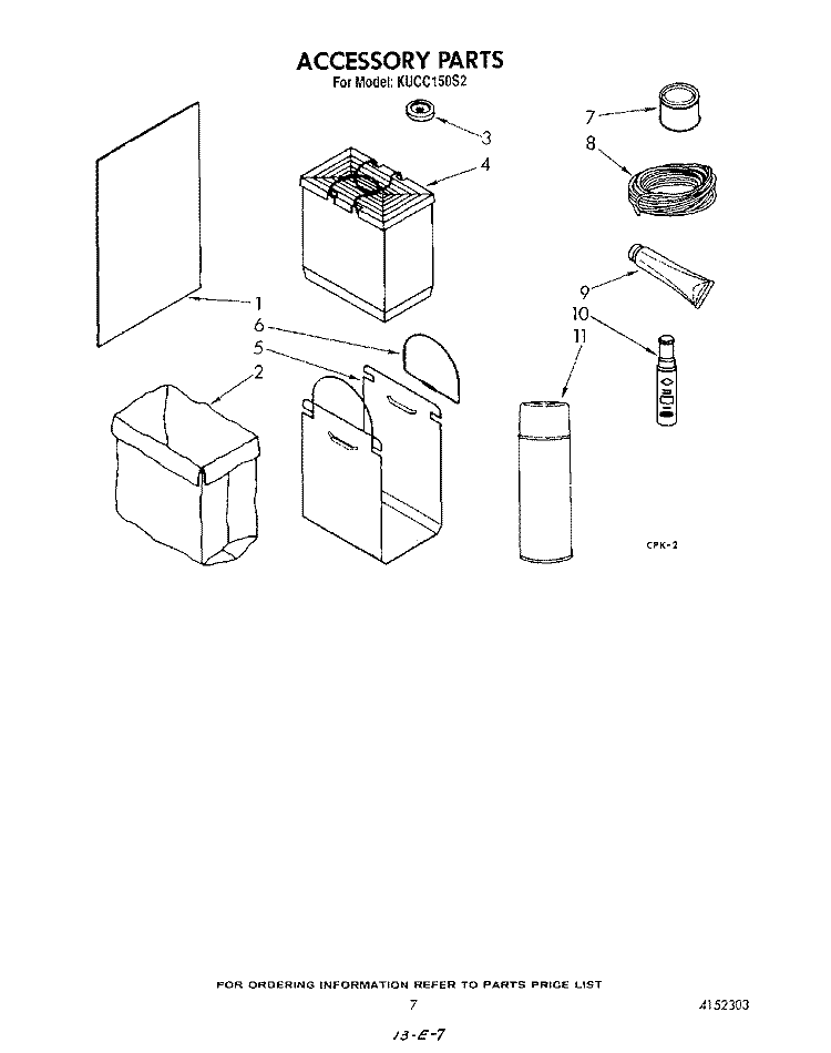 ACCESSORY Diagram and Parts List for KUCC150S2  KitchenAid Trash Compactor