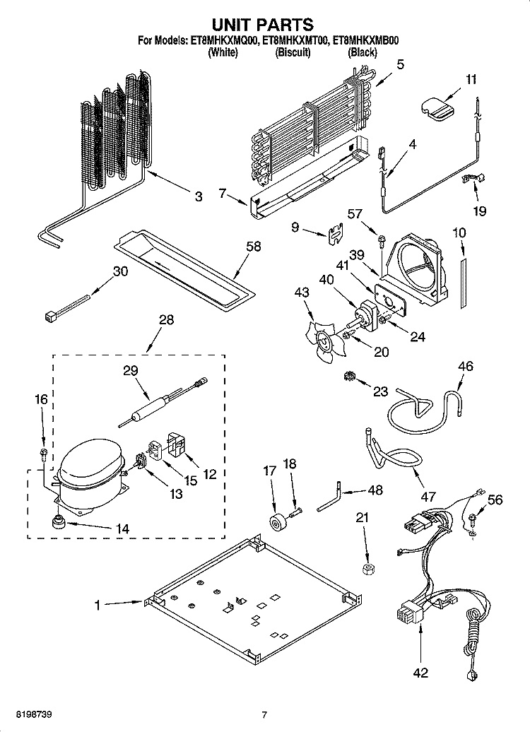 UNIT PARTS Diagram and Parts List for ET8MHKXMT00  Whirlpool Refrigerator