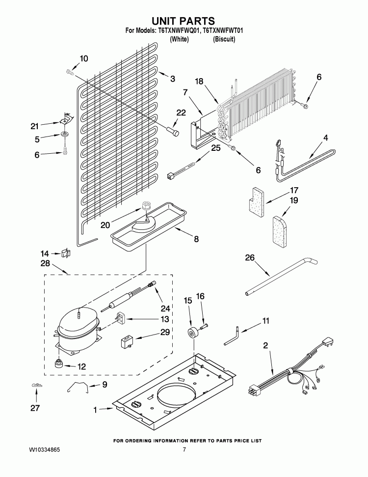UNIT PARTS Diagram and Parts List for T6TXNWFWT01  Estate Refrigerator