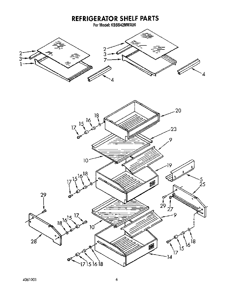 REFRIGERATOR SHELF Diagram and Parts List for KSSS42MWX00  KitchenAid Refrigerator