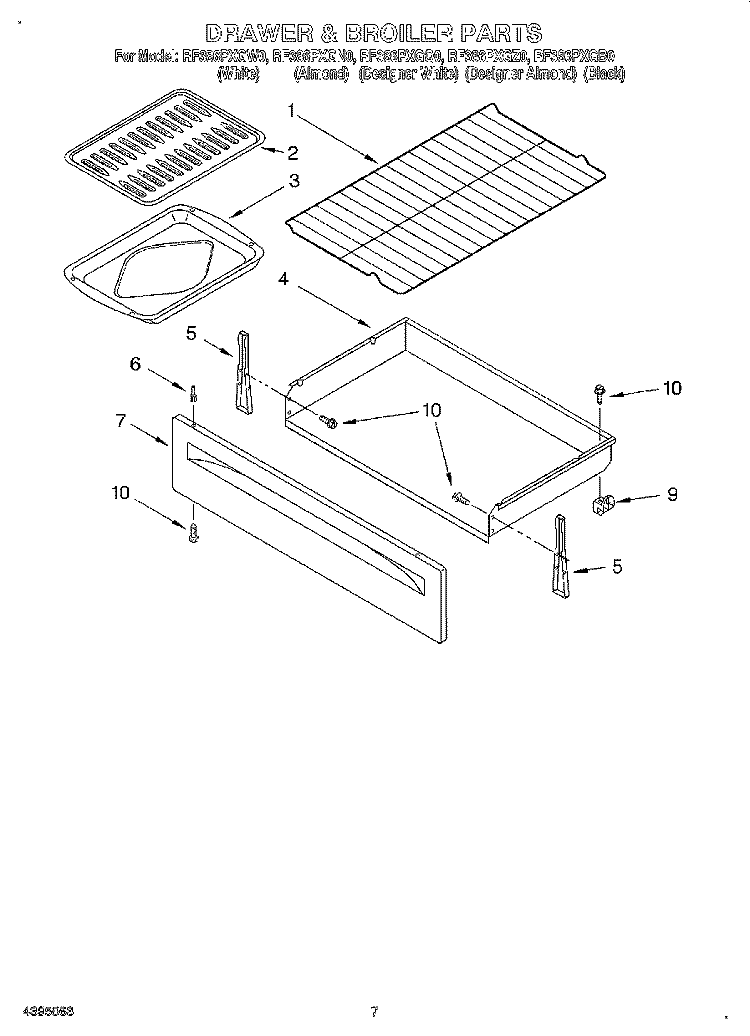 DRAWER & BROILER, LIT/OPTIONAL Diagram and Parts List for RF386PXGB0  Whirlpool Range