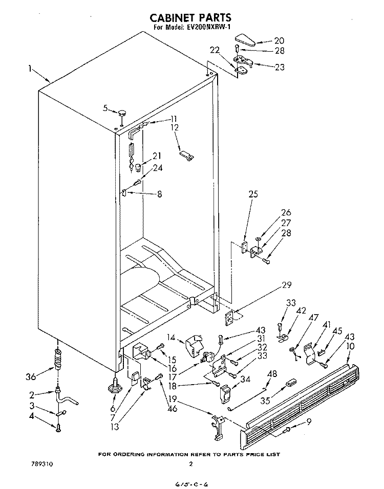 CABINET Diagram and Parts List for EV200NXRW1  Whirlpool Freezer