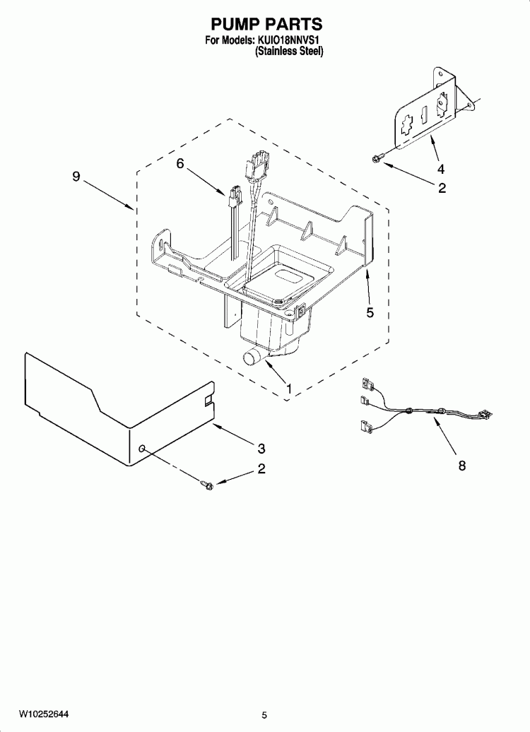 PUMP PARTS Diagram and Parts List for KUIO18NNVS1  KitchenAid Ice Maker