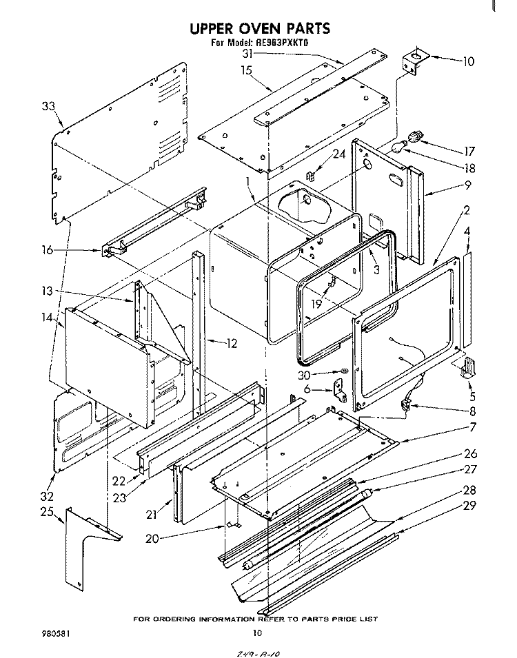 UPPER OVEN Diagram and Parts List for RE963PXKT0  Whirlpool Range