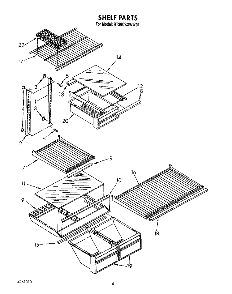 SHELF Diagram and Parts List for RT20CKXWW01  Roper Refrigerator