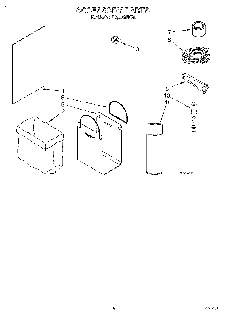 ACCESSORY Diagram and Parts List for TC800SPHB0  Whirlpool Trash Compactor