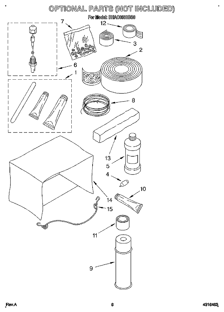 OPTIONAL Diagram and Parts List for BHAC0500BS0  Whirlpool Air Conditioner